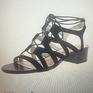 Sam Edelman Ardella Leather Gladiator Sandal Black Lace Up — Sz 7